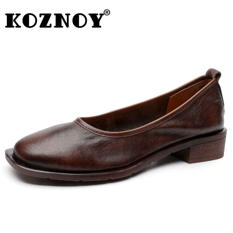 

Koznoy 3cm Retro Ethnic Natural Cow Genuine Leather Concise Autumn Loafer Comfy Women Leisure Oxford Slipper Soft Flats Shoes