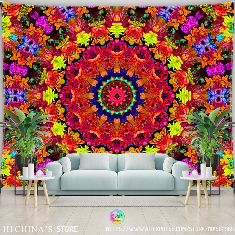 Mandala Tapestry Wall Hanging Boho Wall Cloth Room Decor Aesthetic Psychedelic Hippie Sun Moon Tapestry Bedroom Home Decoration