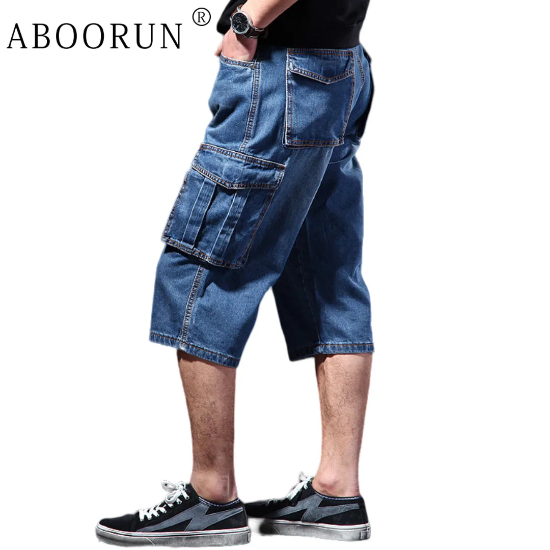 Mens Cargo Denim Shorts Plus Size 40 Loose Skateboard Short Jeans for Male men jeans denim pants denim shorts summer jeans shorts