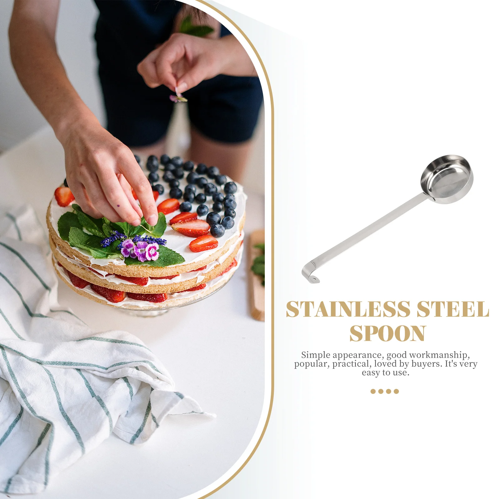 Stainless Steel Spoon Pizza Sauce Spoon Baking Measuring Scoop Tomato Cups Kitchen Ladle