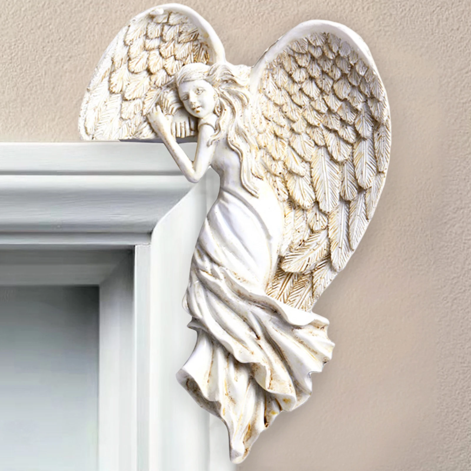 Door Frame Angel Wing Sculpture Simulation Goddesses Action Posture Home Bedroom Living room Retro Wall Decoration Frame Angel