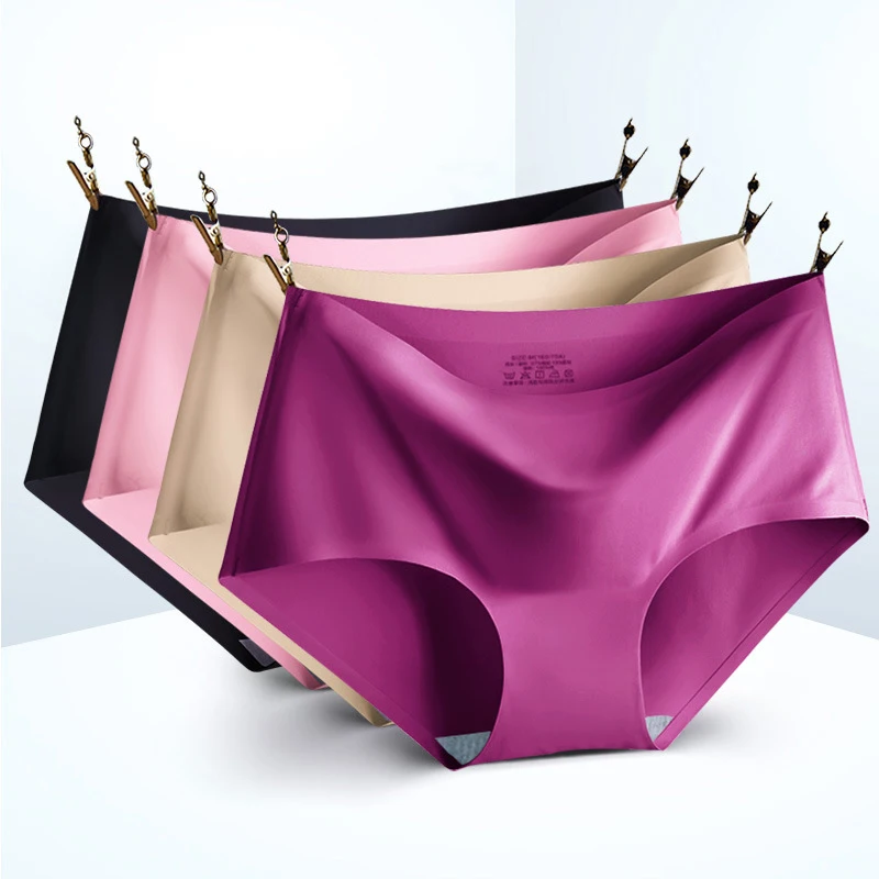 10PCS/Set Seamless women's Comfortable Underwear Silk Satin Breathable
