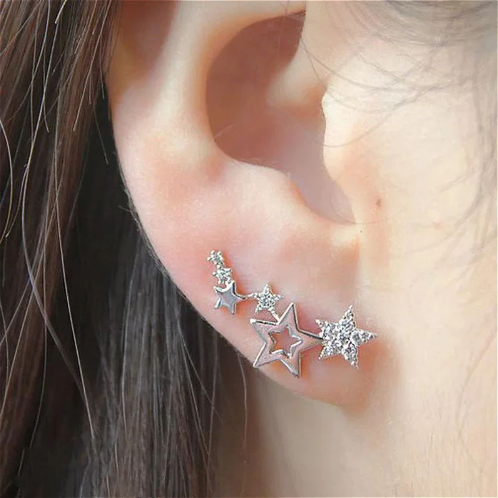 Mini Star Bar Stainless Steel Stud Earrings for Women Rose Gold Color Minimalist Korean Style Shiny CZ Versatile Jewelry Gift 2