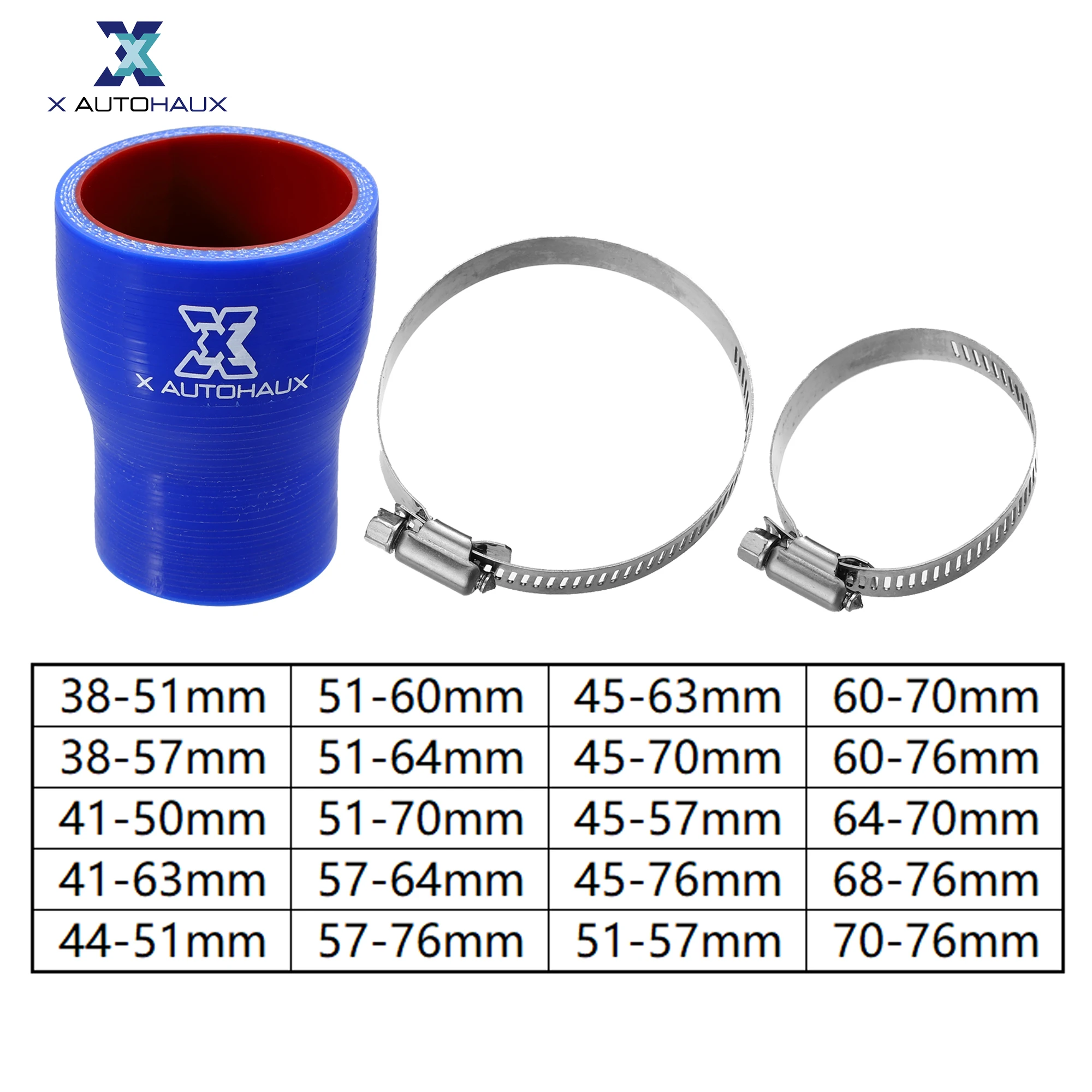 Silicone Hose Silicone Hose Connector X Autohaux 38-51mm 45-63mm 51-60mm 60-70mm ID Straight Silicone Reducer Hose Silicone Hose Coupler Intercooler Tube 29 Sizes