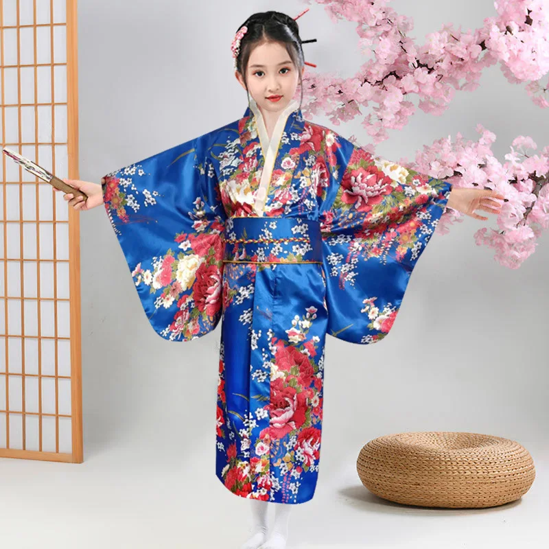 Kimono per bambini stile tradizionale giapponese pavone Yukata abito per  ragazza bambino Cosplay giappone Haori Costume abiti asiatici