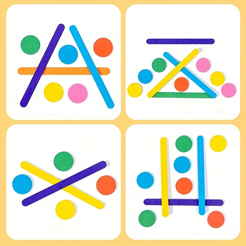 Popsicles Puzzle Games, Teaser Puzzles, Montessori Educational Math Toys, Wooden Match Sticks Toddlers Travel Toys 3