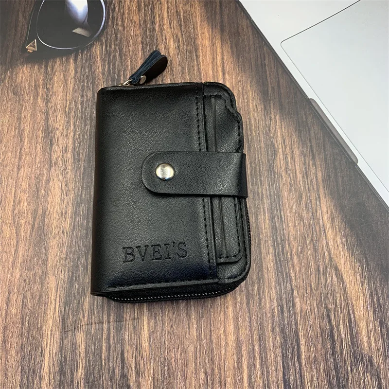 Luxury Small Men's Credit ID Card Holder Wallet Male Slim Leather Wallet with Coin Pocket Brand Designer Purse for Men Billetera