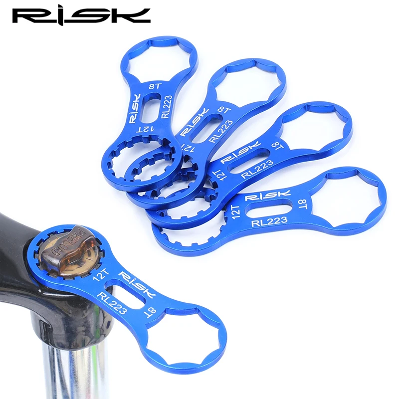 Bike Anteriore Forcella Rimozione Chiave, 1 Pezzi per la Riparazione della Forcella Anteriore della Bicicletta per SR Suntour XCR/XCM/XCT/RST MTB per Rimuovere e installare Una Chiave Inglese, Blu