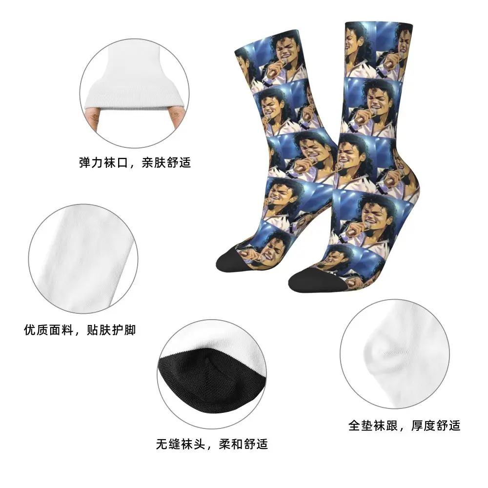 Michael Jackson Musicians Singers Dancers Socks Harajuku Stockings All Season Long Socks Accessories for Unisex Christmas Gifts