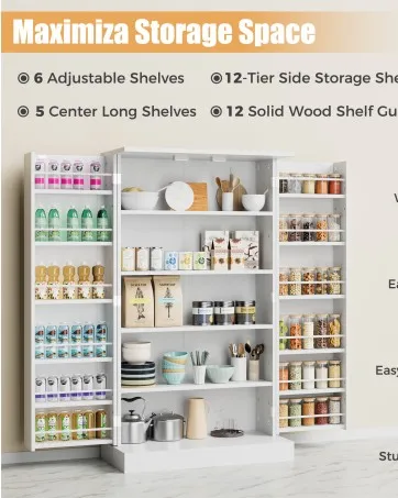 Wooden Pantry Cabinet, Kitchen Storage Pantry Cabinet Organizer