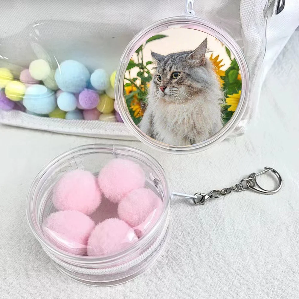 Round Clear Hanging Bag Applies 58mm/75mm Badge Double-sided Storage Bag With Fur Ball Badge Scratch Proof Display Pouch Plastic