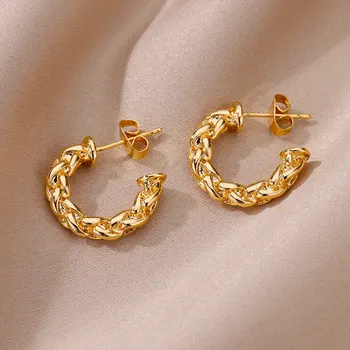 Stainless steel earrings for Women Vintage Gold Color Earrings Big Earrings Women Wedding Party Jewelry Gifts cheap sale 5