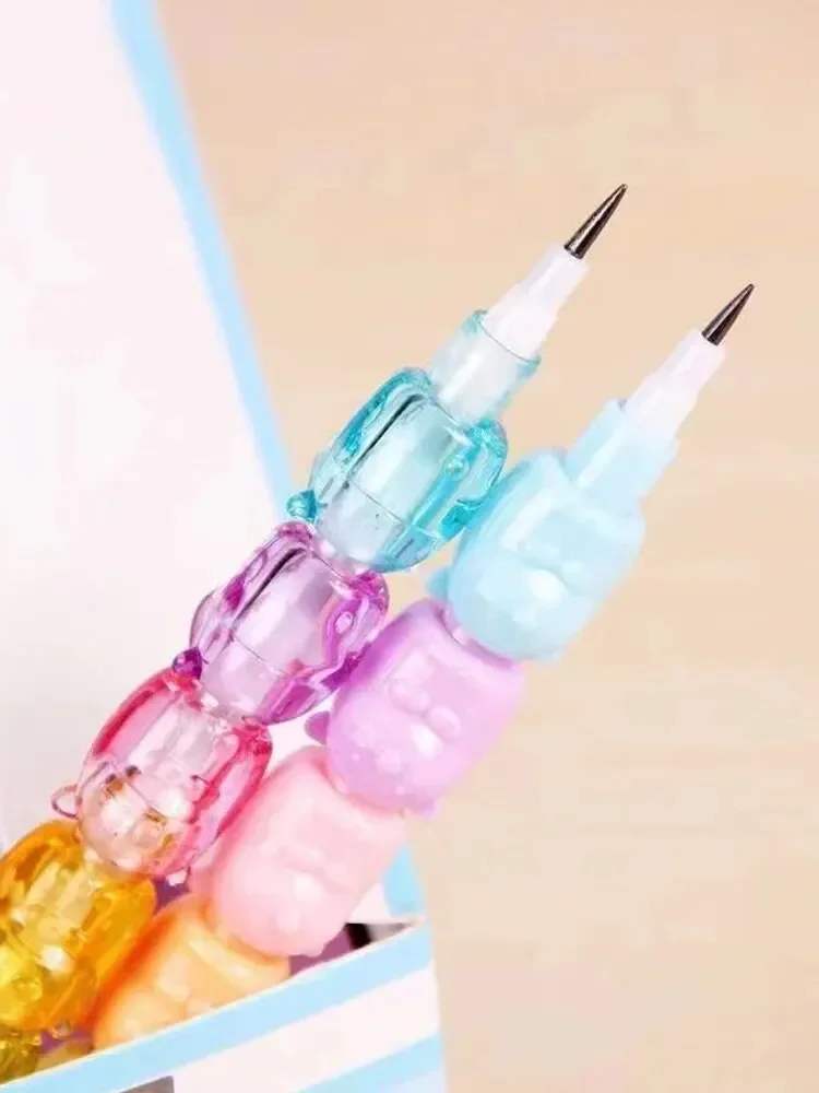 Eraser Pencil Writing Stationery 2-Pack Adorable Bear Mechanical Pencils No-Sharpening Design for School Office Gift