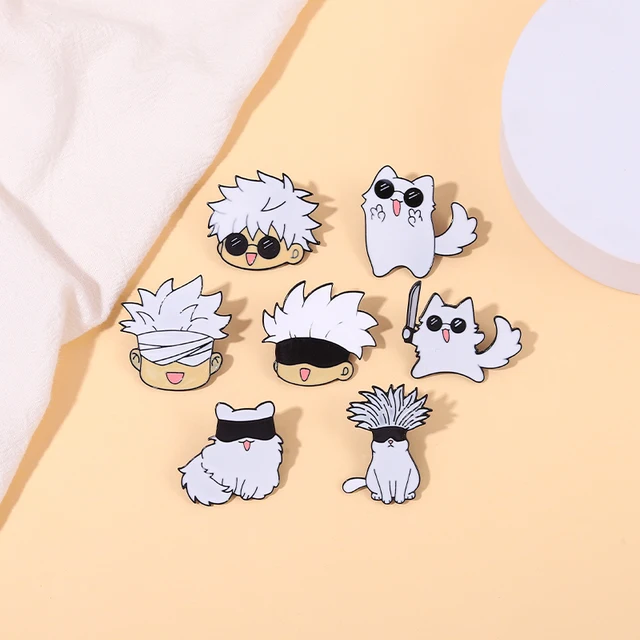 Gojo Satoru and Cat Enamel Pins Brooches Lapel Badge 5