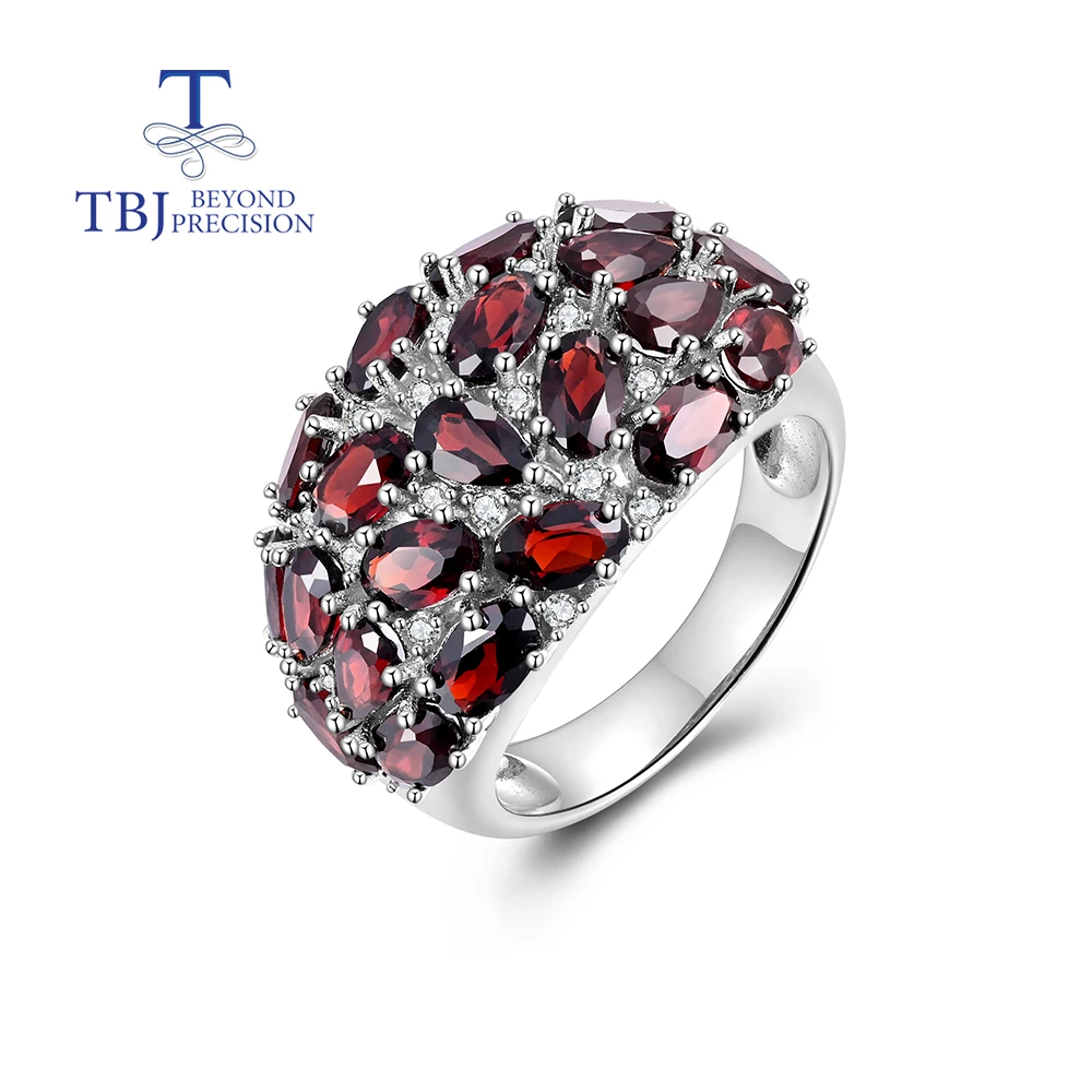 

Light luxury ornate design garnet ring with natural gems 925 sterling silver jewelry for women anniversary parties wear