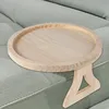 Wooden Sofa Armrest Tray Circular Clip on Breakfast Tray Home Use Foldable Sofa Side Table Snack Tray Integrated Storage Tray 2