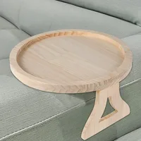 Wooden Sofa Armrest Tray Circular Clip on Breakfast Tray Home Use Foldable Sofa Side Table Snack Tray Integrated Storage Tray 2