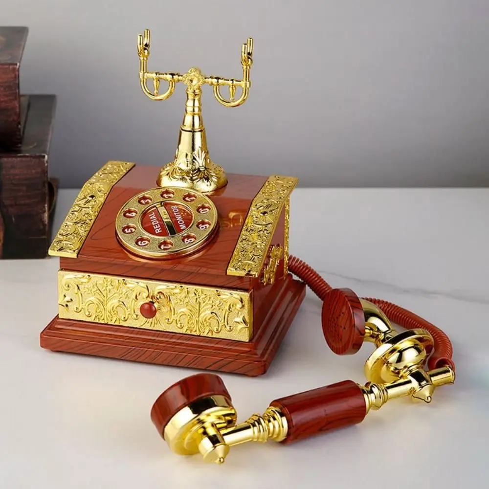 Practical Nostalgic Telephone Music Box Cartoon Classical Dial Phone Model Simulation Music Box Ornaments Porch