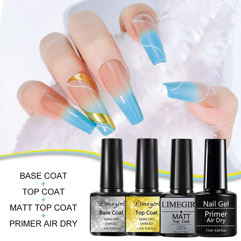 Limegirl7.5ML Quick Air Drying Primer for Nail Art Design Natural Nail Primer Gel Nail Polish Air Dry Soaking Remove Base Coat N