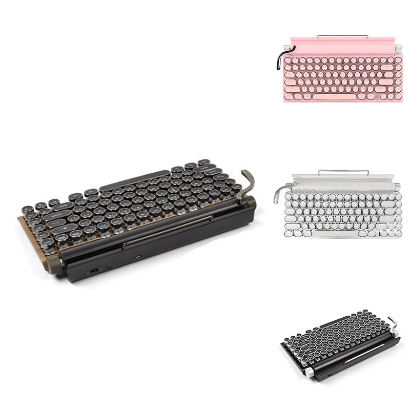 

Hot 83 Keys Gaming Keyboards Retro Typewriter Keyboard Wireless Bluetooth Keyboard USB Mechanical Punk Keycaps For PC