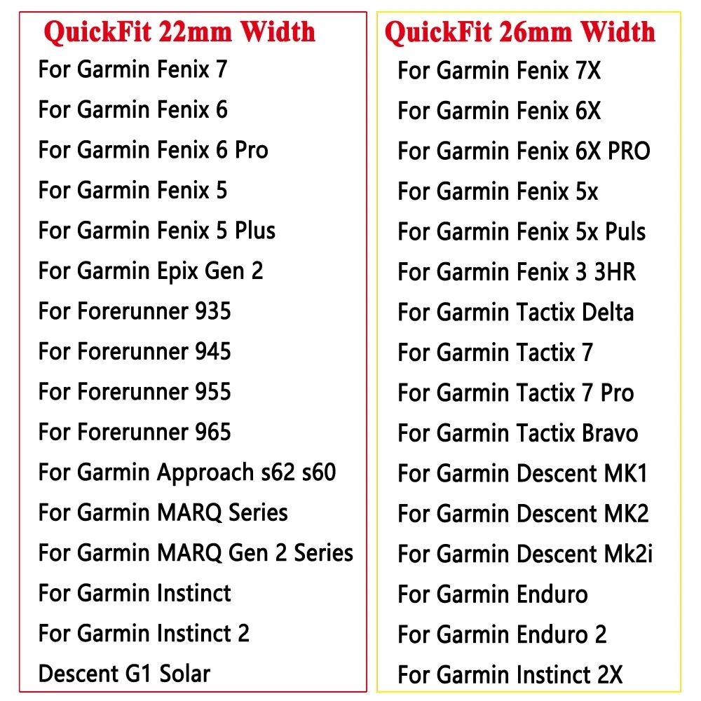 Correa GARMIN Quickfit 26 Nailon Táctico Negro para Fenix 7X, 6X, 5X Plus,  5X series y otros