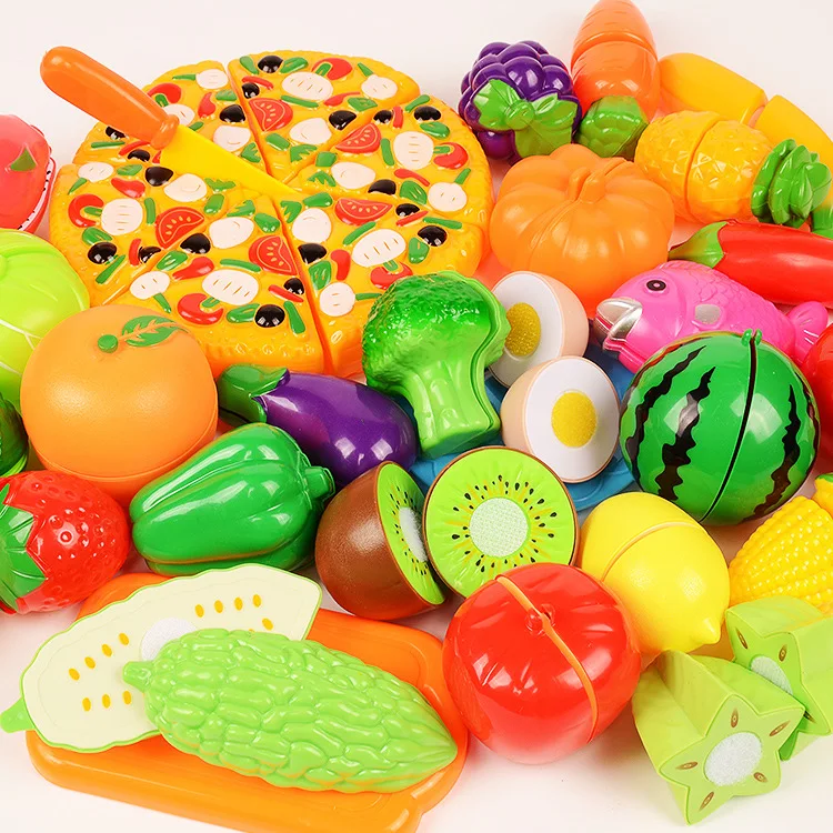 Children Pretend Role Play House Toy Cutting Fruit Simulation Plastic Vegetables Food Kitchen Baby Kids Educational Toys 2