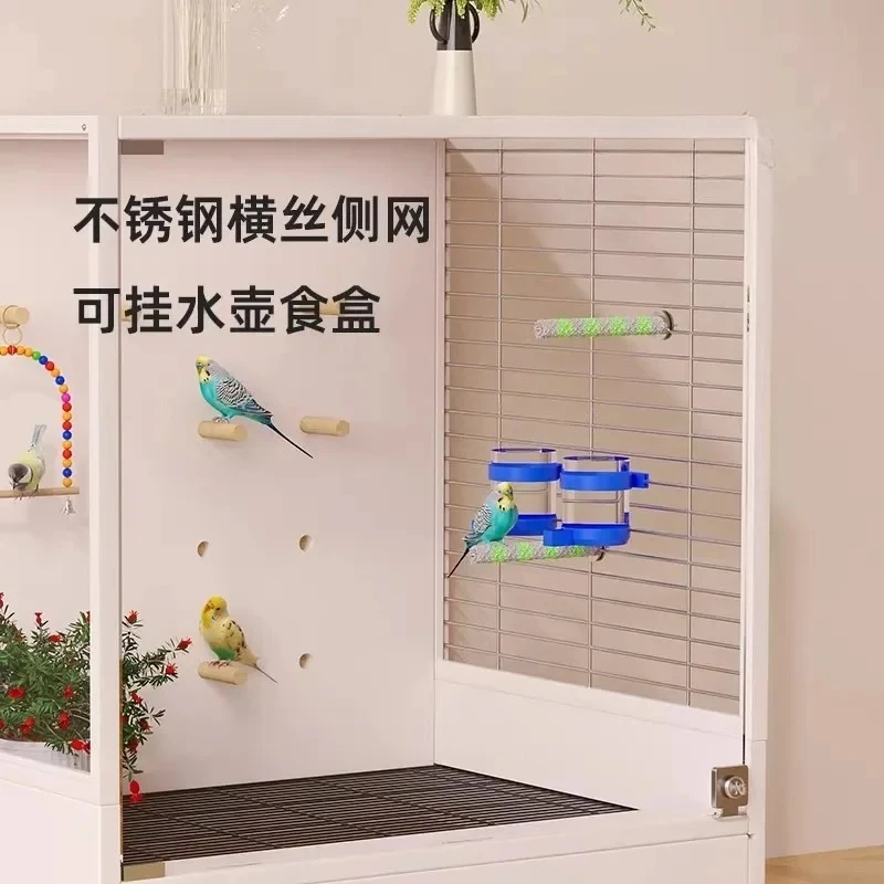 파노라마 투명 앵무새 케이지 원목 새장 몽크 소형 선앵무새, 꽃무늬앵무새, 특수 호랑이피앵무새, 가정용 대형 공간