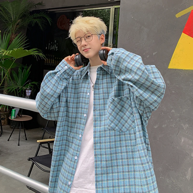 アメカジ y2k グランジ シャツ＋カーディガン 2点セット COREAGE 30/2 SHAGGY CHECK Flannel shirt khakimix - COREAGE