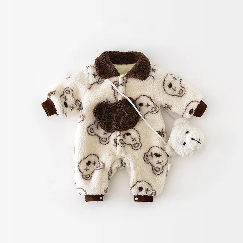 

MILANCEL Winter Baby Clothes Newbron Cartoon Rompers Thicken Lining Boys Jumpsuits