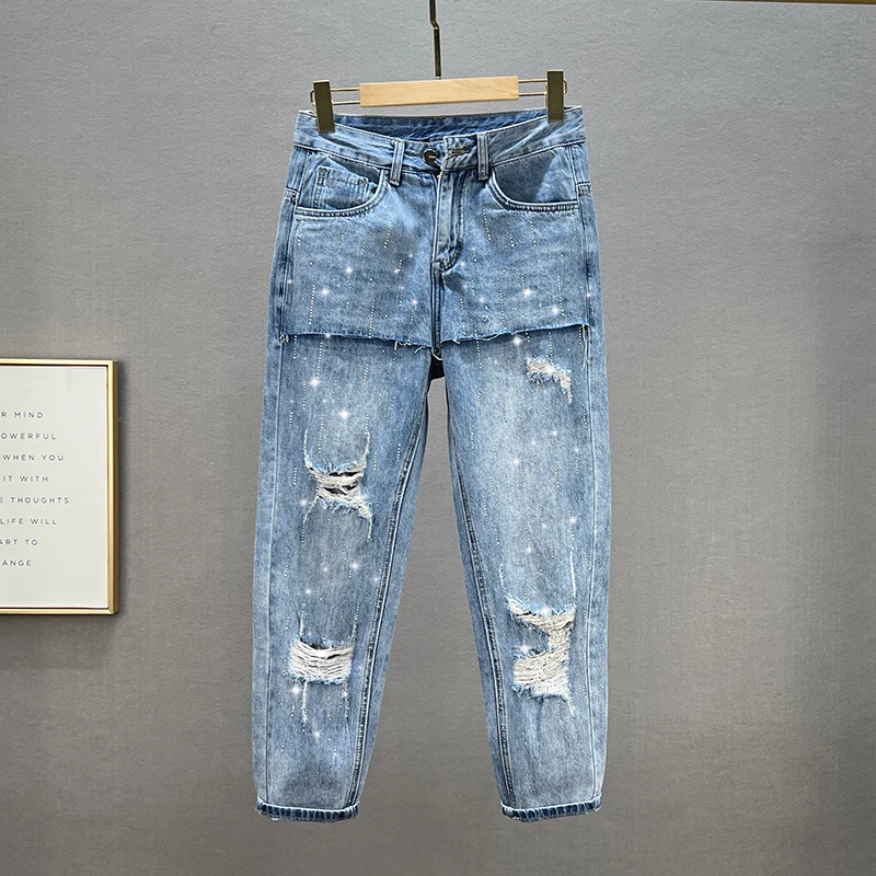 Ripped Jeans For Women 2022 Spring/summer New High Waist Loose Hot