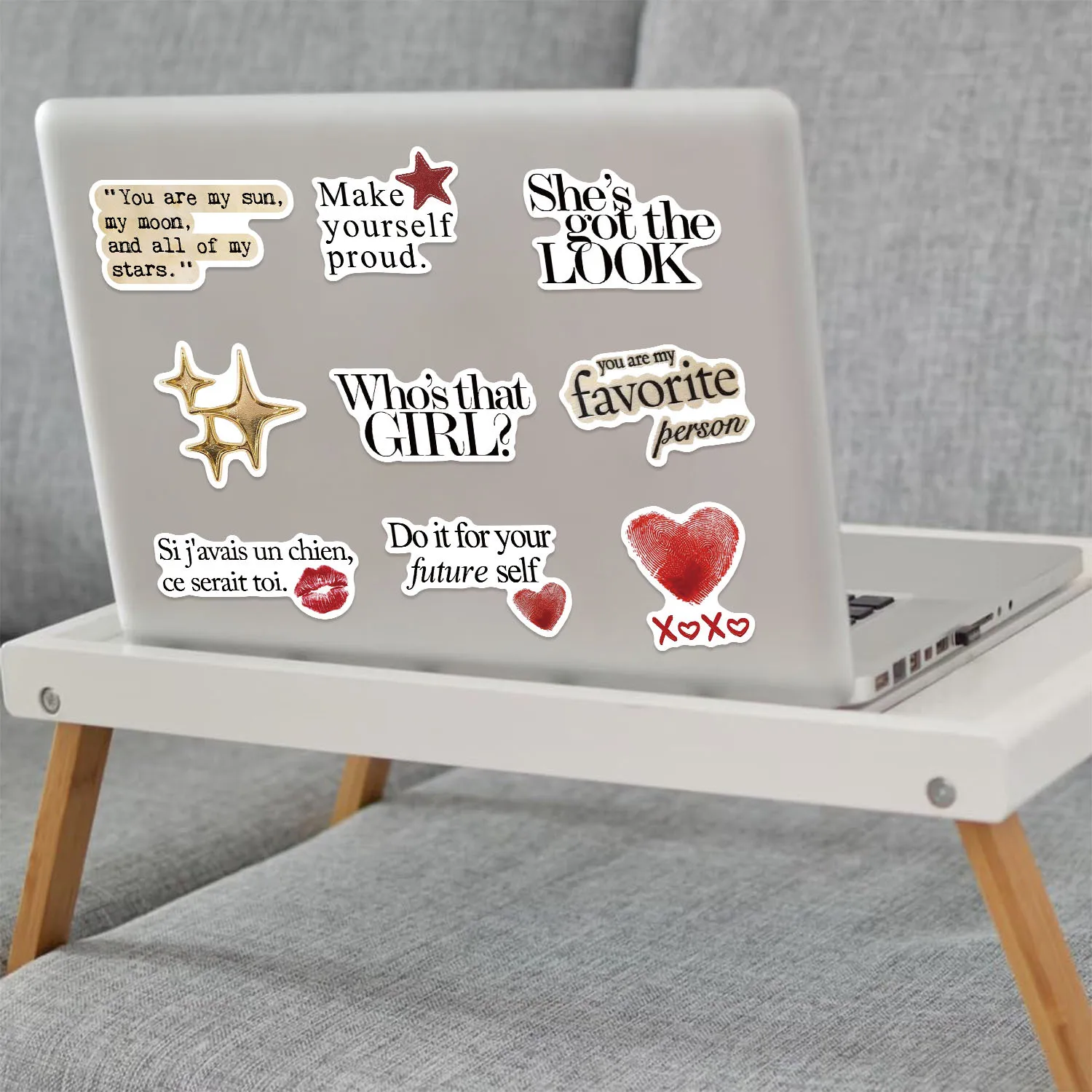 10/30/50pcs 금색 & 빨간색 낙서 스티커 가방 스케이트 보드 노트북 수하물 전화 자동차 스타일링 데칼 Pegatina