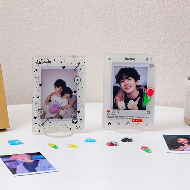 Ins Photo Frame Plastic Polaroid Photo Frame Mini Photo Holder Photo Cards Display Stand Custodia Protettiva Cancelleria School