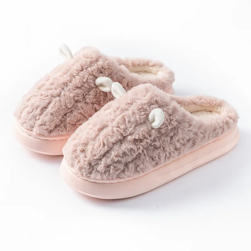 Women's Cozy Furry Indoor Slippers - Thick Soled, Anti-Slip, Warm & Comfortable