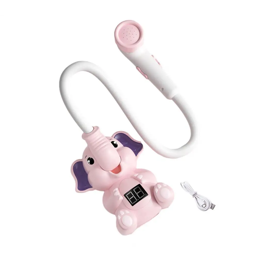 Cartoon Shower Nozzle Rechargeable Elephant Baby Bath Shower Head with Lcd Display Water Thermometer for Toddlers for Boys