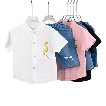 Summer Children Sets Kids Clothes Baby Boys Shirt Cartoon Tops Denim Shorts Pants Outfits Toddler T-Shirts Shorts 1-4 Years 6