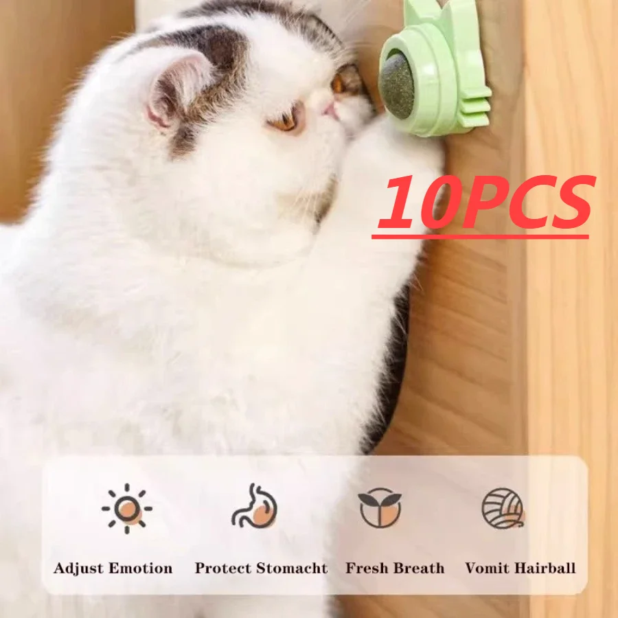 

Rotatable Wall Sucker Lick Treat Contail Caip Sugar Balls, Smart Cat Toys, Interactive Ball, Cats Mint Toy, Pet Products, 10Pcs