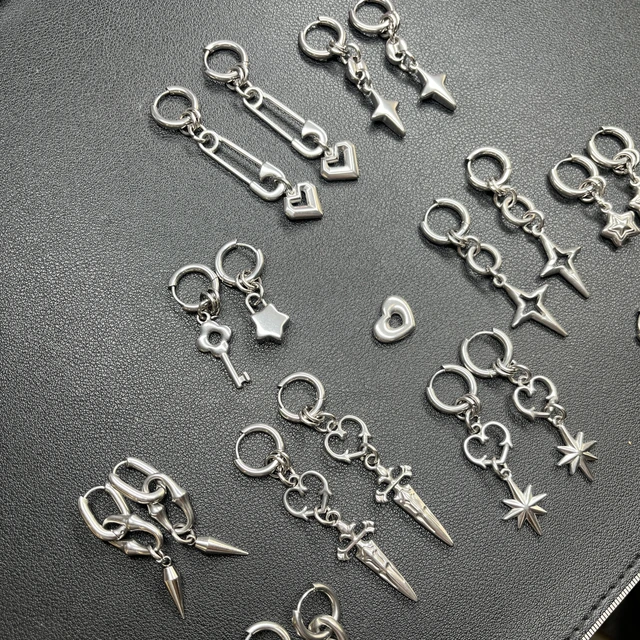 Boucles d'oreilles Punk Grunge Rock à rivets, chaîne, Cool, mode géométrique, goutte d'eau, gothique, breloque esthétique, bijoux, accessoires Hip Hop