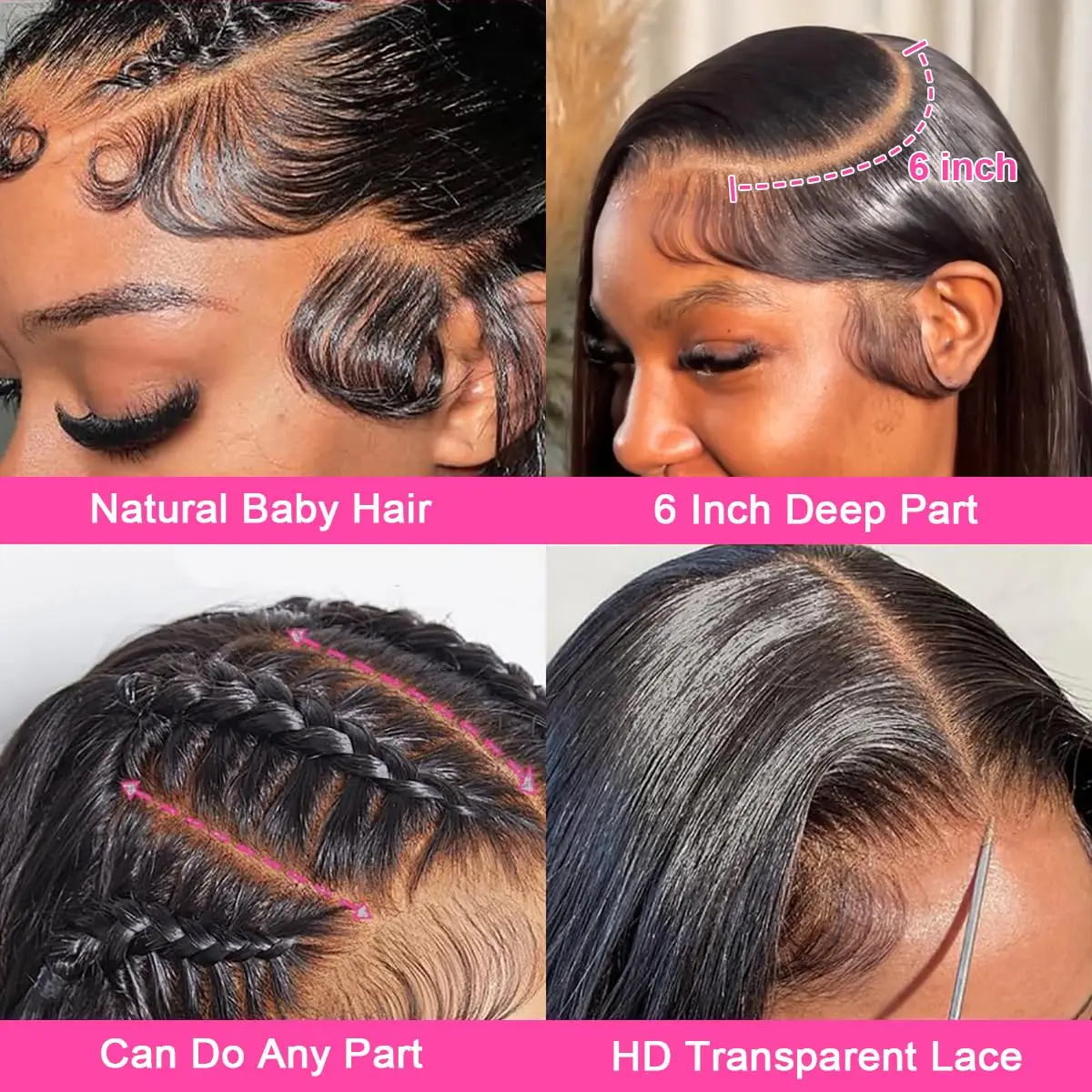 13x6 Lace Front Wigs Human Hair Pre Plucked 200 250 Density 24 Inch Straight Lace Front Wigs HD Lace Frontal Wigs for Women 13x4