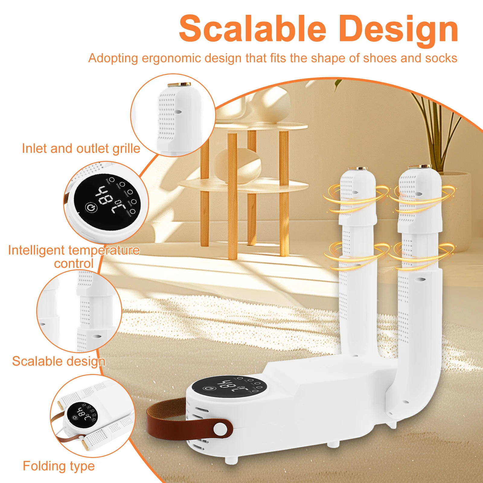 Portable Electric Shoes Dryer Telescopic Boot Warmer Foldable Smart Heater Fast Drying Deodorizer Multifunction Socks Dryer