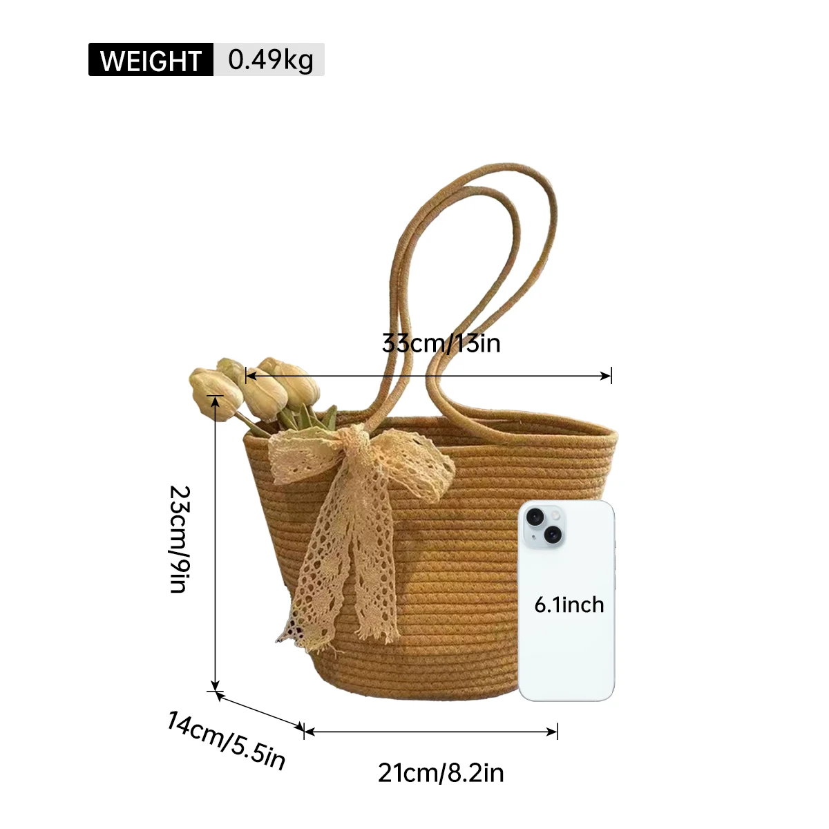 Woven Straw Bag for Women, Large Capacity, Wool and Cotton Thread, Fashionable Autumn and Winter Versatile Shoulder Bag, Beach Bag, Tote Bag for Commuting to Work