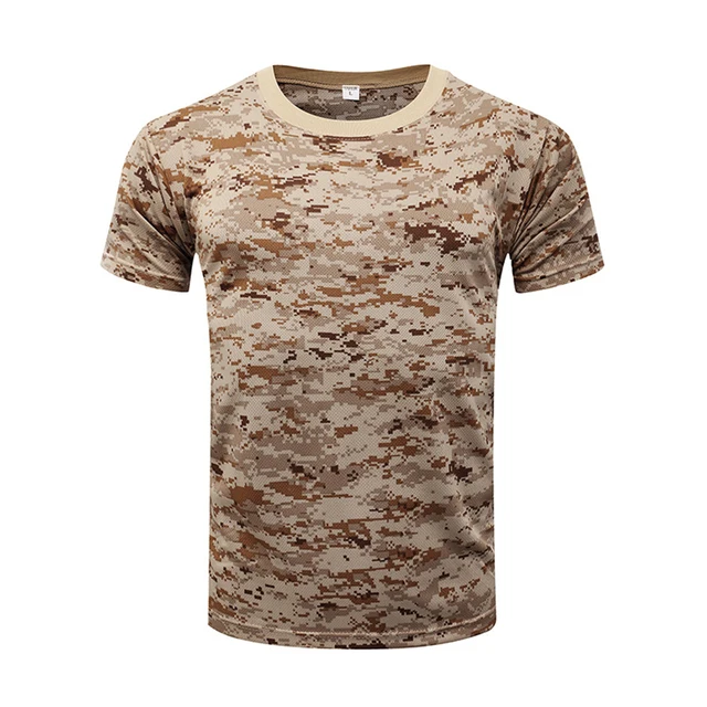Outdoor Sports Men T-Shirts Camouflage Quick Dry O Neck Short Sleeve Tops Shirt Military Army Camo Hiking Hunting T Shirt SMSM