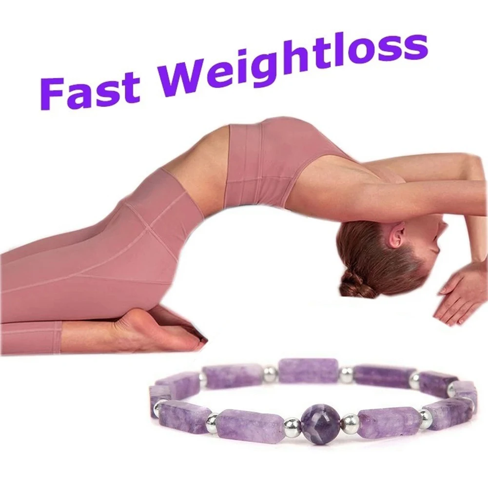 Amethyst Healthy Bracelet Losing Weight Stress Relief Amethyst Wristband Bangle Fatigue Relief for Women Weight Loss Products
