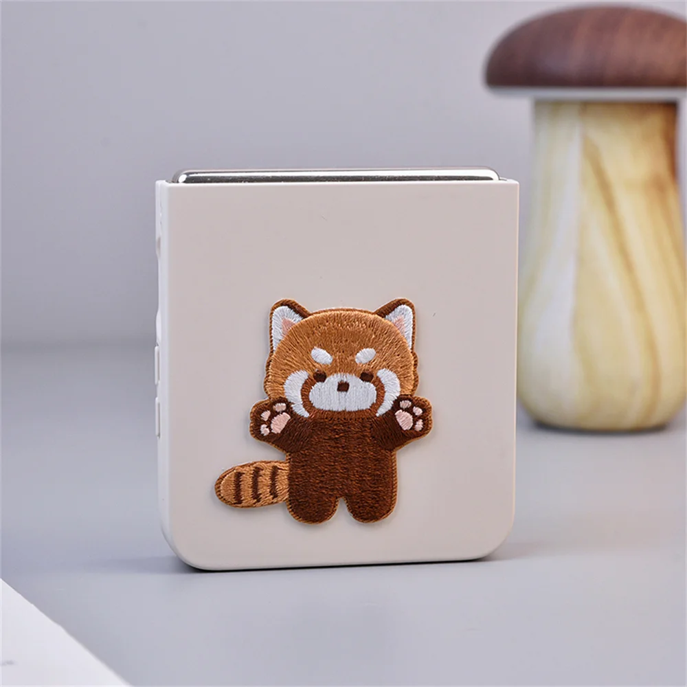 Adorable Embroidered Raccoon Phone Case with Portable Strap - Hard Shockproof Back Cover