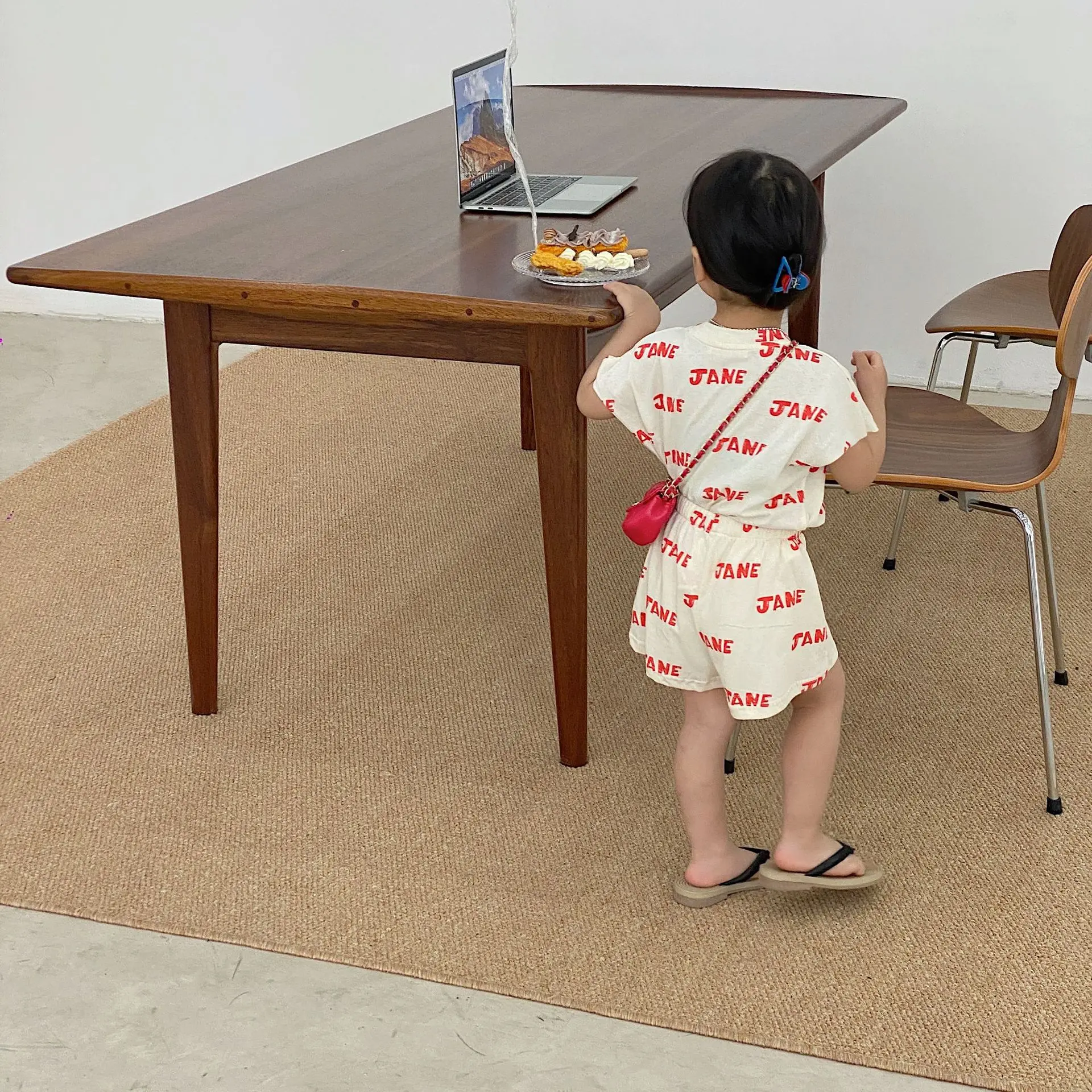 Korea Children's Clothing Set 2022 Summer New Girls Letter Suit Two Piece Clothes Short Sleeve Short + Short Boy's Suit baby dress set for girl