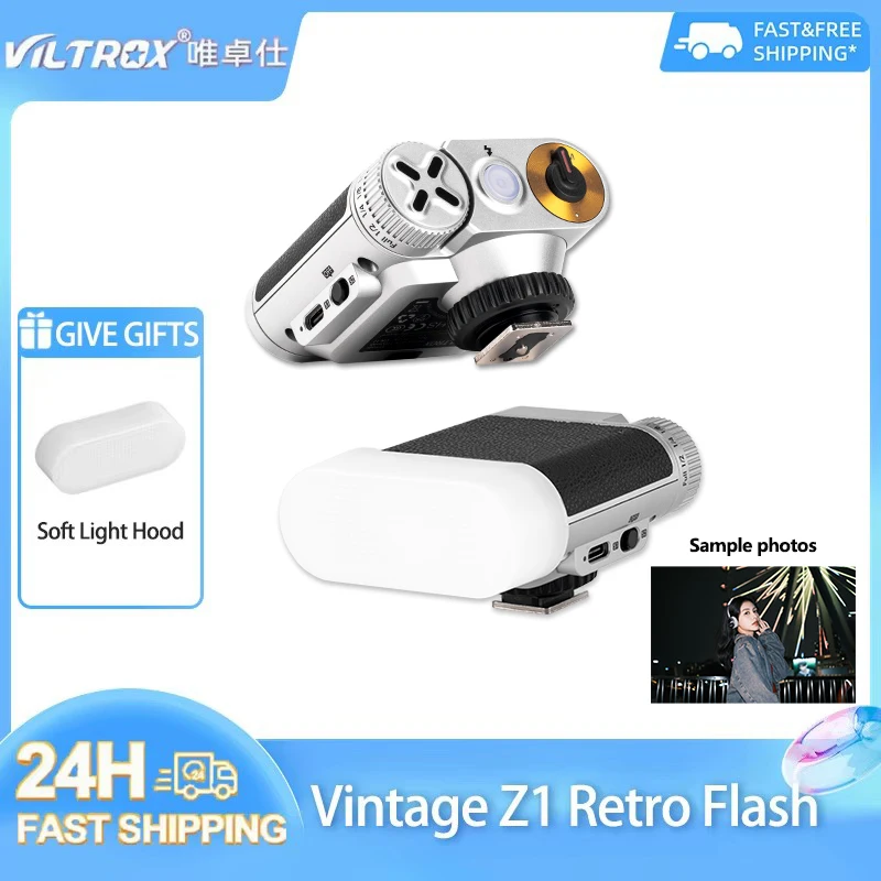 Viltrox 빈티지 Z1 플래시 카메라 레트로 미니 스피드라이트 플래시 GN1..