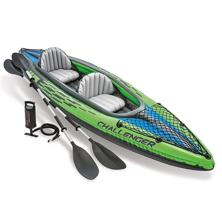 

INTEX Challenger Inflatable Kayak Series: Includes Deluxe 86in Kayak Paddles and High-Output Pump – SuperStrong PVC – Adjustable