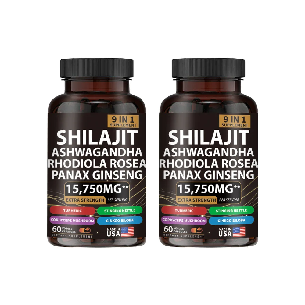 9-in-1 SHILAJIT Supplement Pure Himalaya Ashwagandha Cordyceps Ginseng Shilajit Capsules