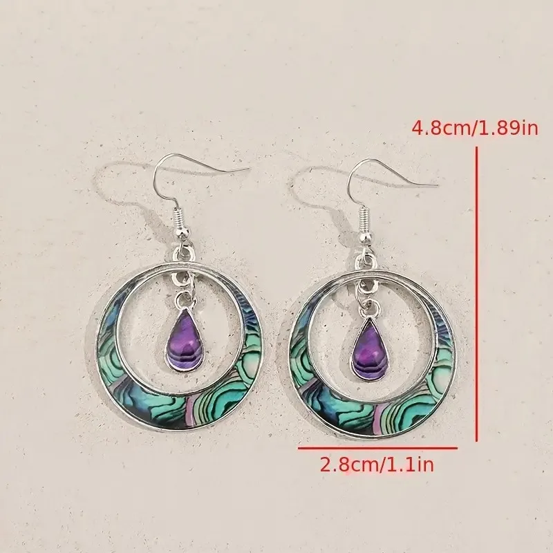 Vintage Bohemian Style Teardrop Dangle Earrings for Women Fashion Colorful Patterned Enamel  Earring Jewelry Gifts