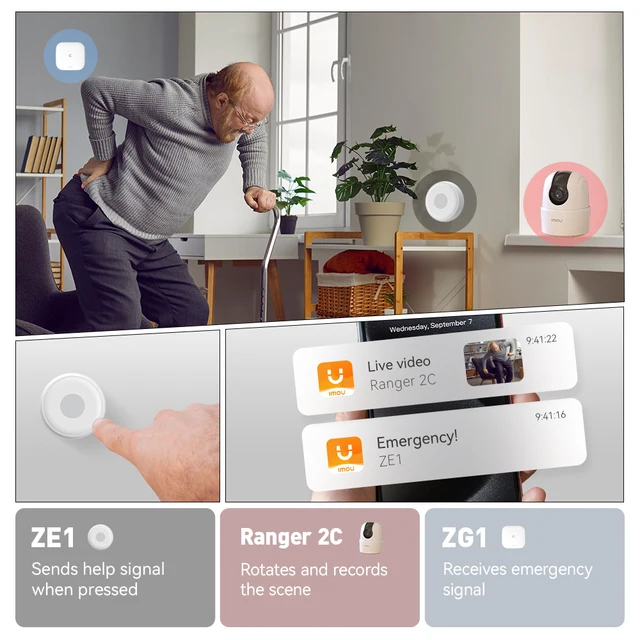 IMOU Home Wifi Alarm System Zigbee 3.0 Real Time App Push Motion Sensor Alarm Siren Window Door Sensor IP Camera Work with Alexa 2