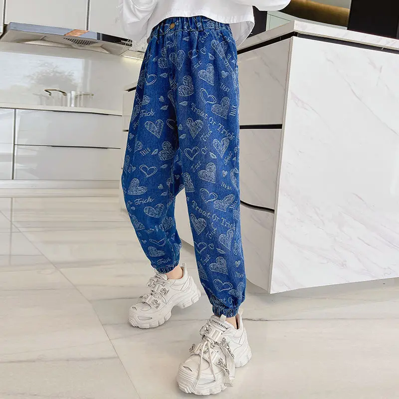 

Kids Girls Jeans Spring Teenagers Girl Clothing Autumn Denim for Baby Girl Wide Leg Jeans Children Outwear Long Pants 4-12Year
